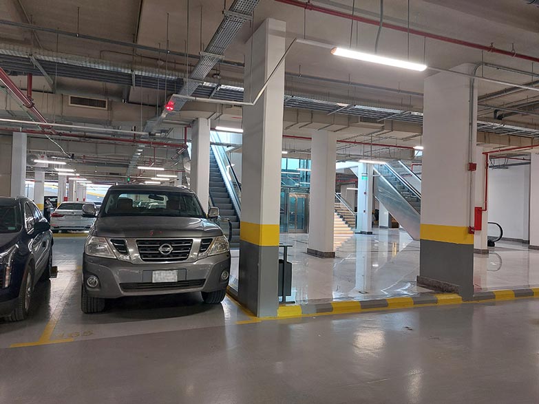 Car parked in Lumiere center with park help parking guidance system